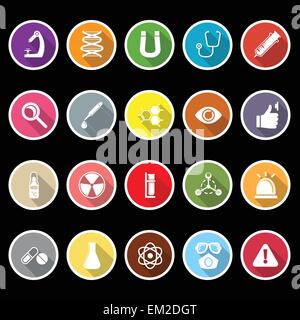 Icônes avec ombre portée de la science, vecteur d'actions Illustration de Vecteur