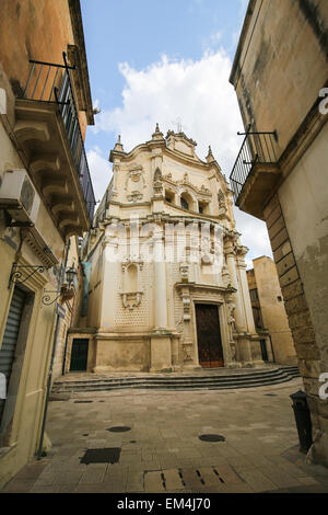 Église de Saint Matthieu (17e siècle) dans la région de Lecce, une ville historique dans la région de Pouilles, Italie du Sud Banque D'Images