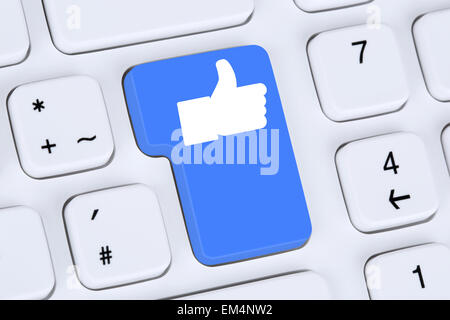 Comme l'icône bouton thumb up symbole social media ou réseau sur internet computer keyboard Banque D'Images