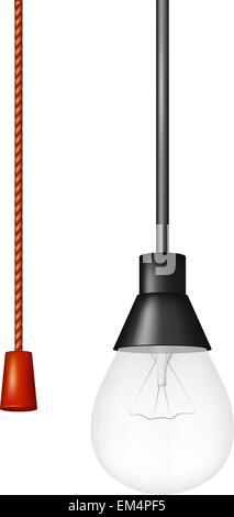 La lampe suspendue avec interrupteur cordon rouge Illustration de Vecteur