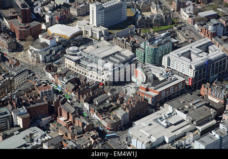 Vue aérienne de la maison d'angle et Trinity Square dans le centre-ville de Nottingham, Royaume-Uni Banque D'Images