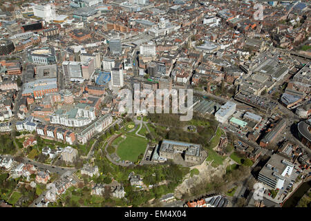 Vue aérienne du château de Nottingham et de la Ville Centre, Royaume-Uni Banque D'Images