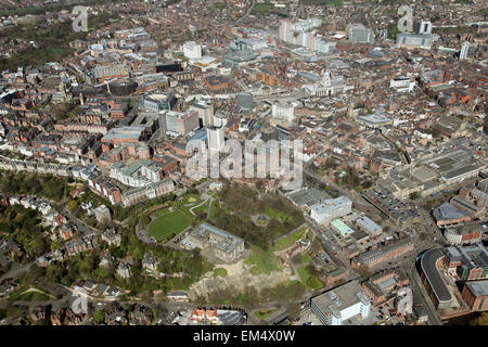 Vue aérienne du château de Nottingham et de la Ville Centre, Royaume-Uni Banque D'Images