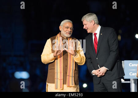 Toronto, Canada. 15 avril, 2015 . Des milliers ont accueilli le Premier Ministre indien Narendra Modi au Ricoh Coliseum de Toronto. La visite au Canada est la première par un Indien PM depuis arrêté par Indira Gandhi en 1973. Credit : Victor Biro/Alamy Live News Banque D'Images