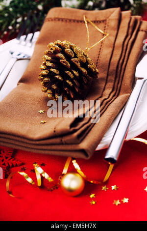 Table de Noël place setting Banque D'Images