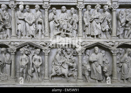 Sarcophage de Junius Bassus. Ealy Christian sarcophage. 4ème C. Scènes avec Ancien et Nouveau Testament. Copie. Plâtre Banque D'Images