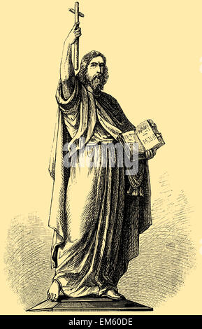 Saint Boniface (ch. 672 - 5 juin 754), Apôtre des Allemands, missionnaire dans l'Empire franc au cours de la 8e siècle Banque D'Images