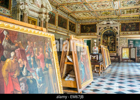 Brésil, Salvador, les peintures anciennes dans la sacristie de la Basilique Cathédrale à la place de Jésus Banque D'Images