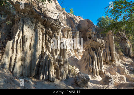 Canyon à Mui Ne avec ciel sans nuages, au Vietnam Banque D'Images