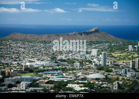 USA, Hawaii, Oahu, Diamond Head et de Waikiki Waikiki ; Tantalus Banque D'Images