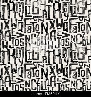 Seamless pattern style vintage grunge inégale, lettres de taille aléatoire Illustration de Vecteur