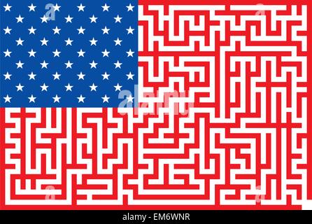 Abstract Vector illustration of american flag labyrinthe Illustration de Vecteur