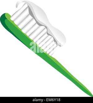 Brosse à dents verte avec un dentifrice blanc. Illustration Illustration de Vecteur