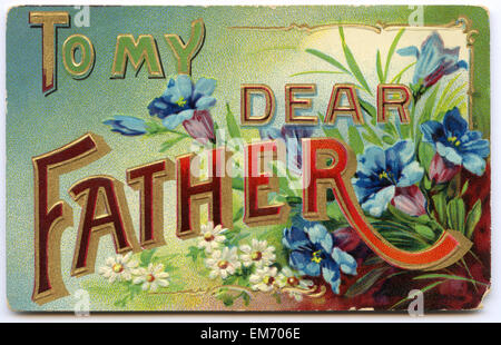 Vintage Fête des Pères carte postale pour Banque D'Images