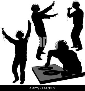 Le disk jockey Silhouettes Illustration de Vecteur