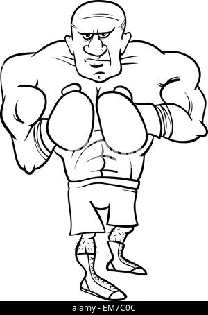 Sportsman boxer coloriage dessin animé Illustration de Vecteur