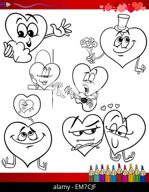 Thèmes pour colorier dessin animé saint valentin Illustration de Vecteur