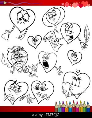 Thèmes pour colorier dessin animé saint valentin Illustration de Vecteur