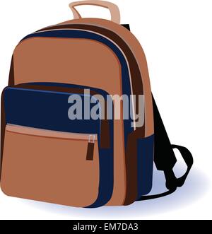 Sac, Sac à dos, sac d'école sur fond blanc Illustration de Vecteur