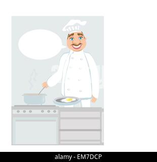 Smiling chef cuisine soup Illustration de Vecteur