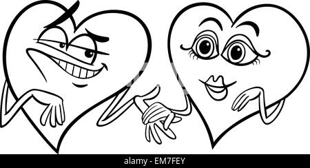 Coeurs amoureux dessins à colorier Illustration de Vecteur