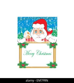 Funny Santa Claus holding un cadre, placez le texte Illustration de Vecteur