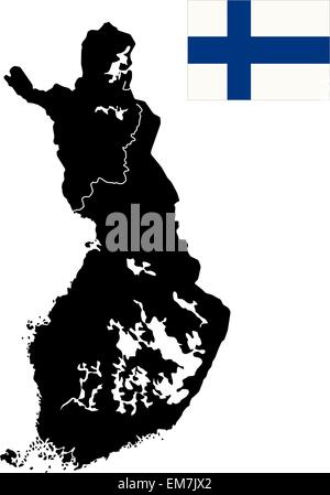 Carte détaillée de la Finlande Illustration de Vecteur