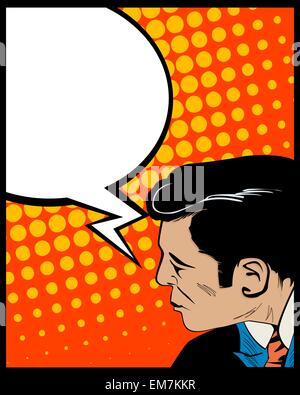 Speech bubble pop art homme Illustration de Vecteur