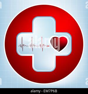 Vector ecg normal fond rouge, heartbeat. EPS 8 Illustration de Vecteur