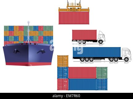 La logistique des transports de conteneurs Illustration de Vecteur