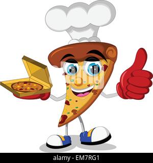 Cute cartoon pizza thumb up Illustration de Vecteur