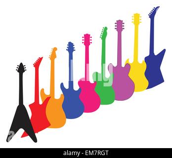 Silhouettes de guitare moderne Illustration de Vecteur