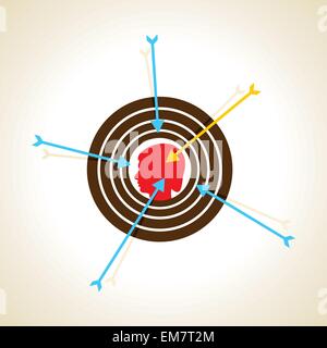 La flèche sur la tête garçon ou focus concept Illustration de Vecteur