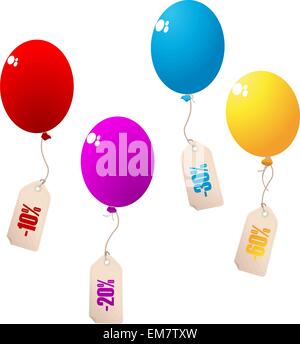 Votre achat de ballons avec étiquettes de prix Illustration de Vecteur