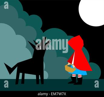 Le Petit Chaperon Rouge et le loup Illustration de Vecteur