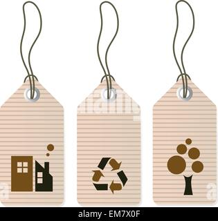 Eco tags set isolated on white Illustration de Vecteur