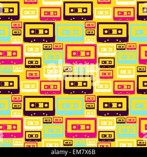 Pop rétro motif cassettes audio Illustration de Vecteur