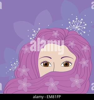 Fille aux cheveux roses Illustration de Vecteur
