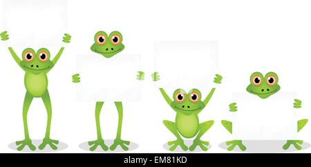 Caricature de grenouilles avec blank sign Illustration de Vecteur