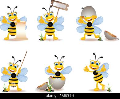 Collection de bandes dessinées de l'abeille Illustration de Vecteur