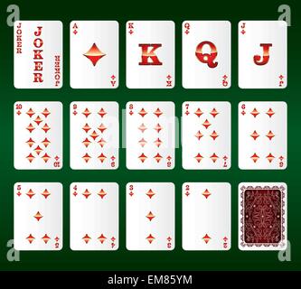 Jeu de cartes vecteur. Tous les diamants Illustration de Vecteur