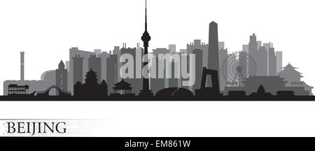 Beijing city skyline silhouette Illustration de Vecteur