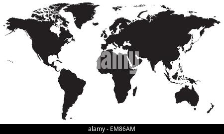 Carte du monde noir Illustration de Vecteur