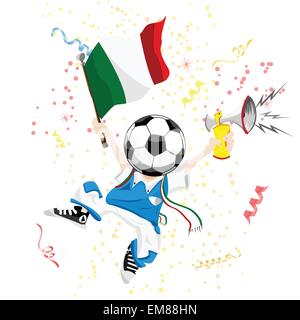 Italie Fan de foot avec tête à rotule Illustration de Vecteur