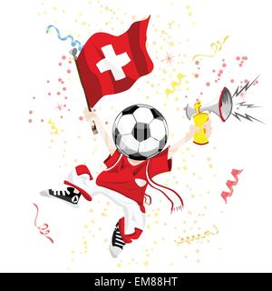 La Suisse Fan de foot avec tête à rotule. Illustration de Vecteur