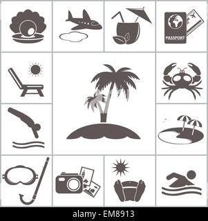 Tropic resort icons Illustration de Vecteur
