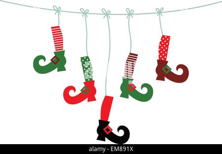Symboles Santa jambes hanging isolated on white Illustration de Vecteur