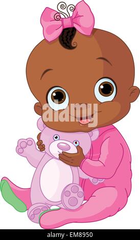 Cute baby girl with Teddy Bear Illustration de Vecteur