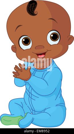 Cute baby boy clapping hands Illustration de Vecteur