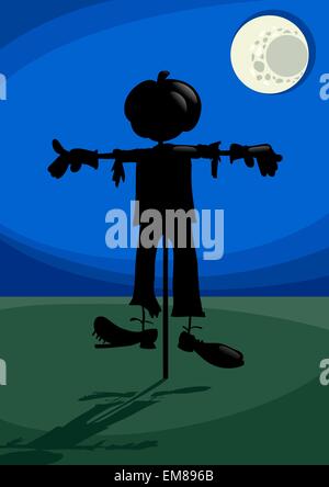 La nuit de l'épouvantail cartoon illustration Illustration de Vecteur